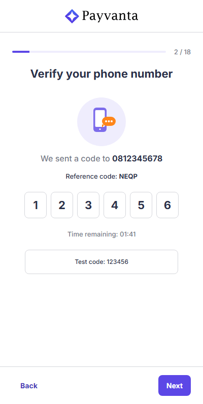 Phone verification step