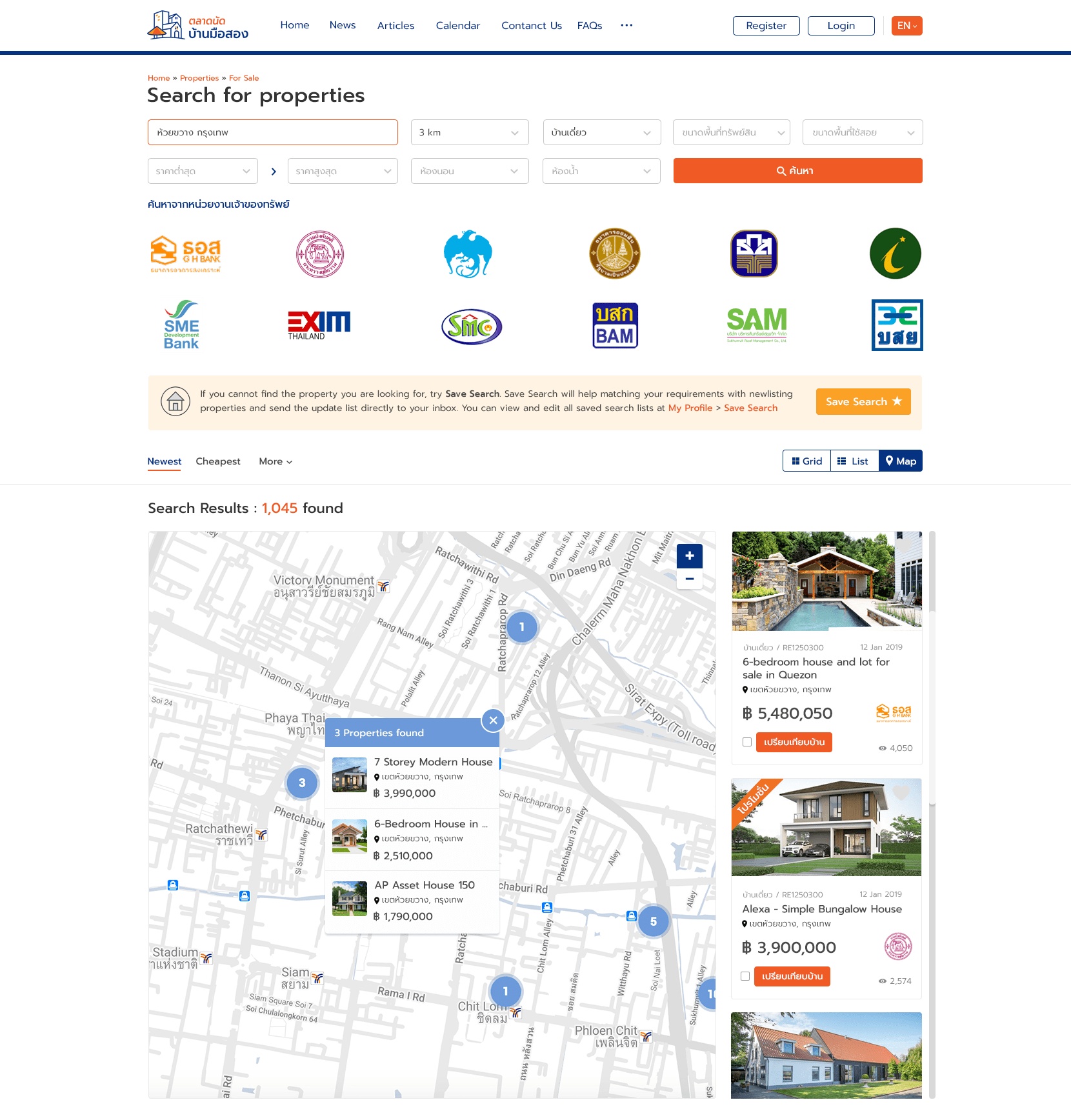 Search results map view