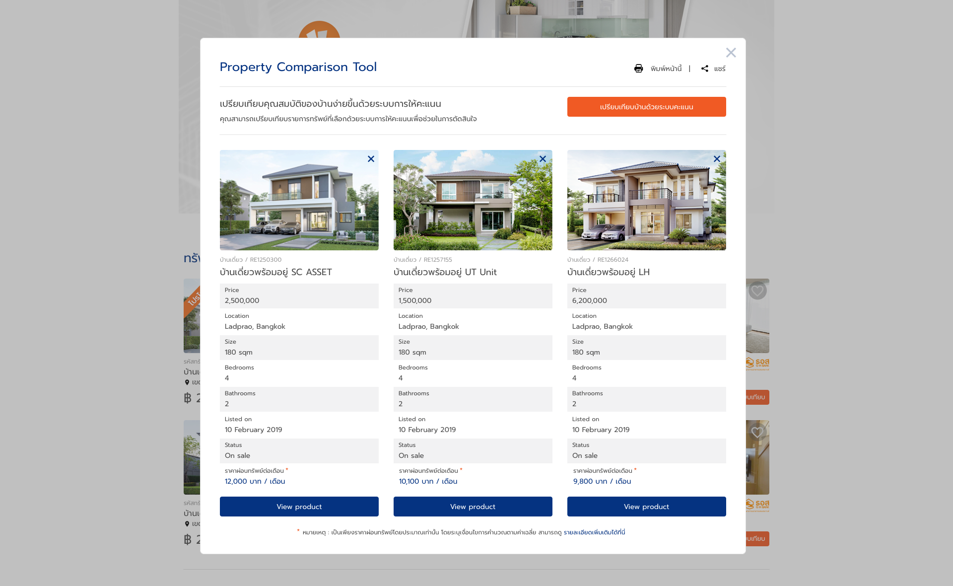 Property comparison tool