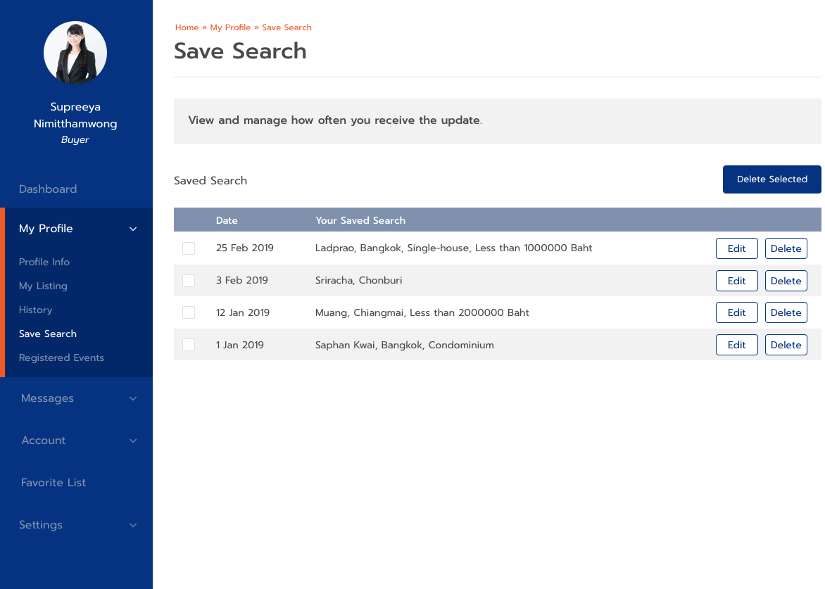 Save Search member area