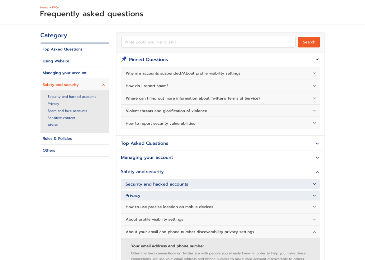 FAQ page
